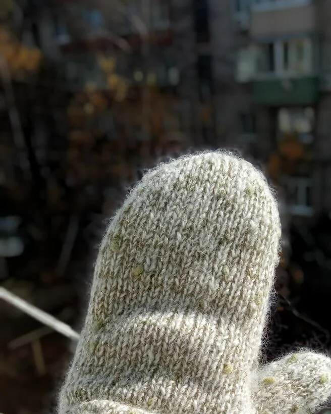 Варежки двойные из пуха норки