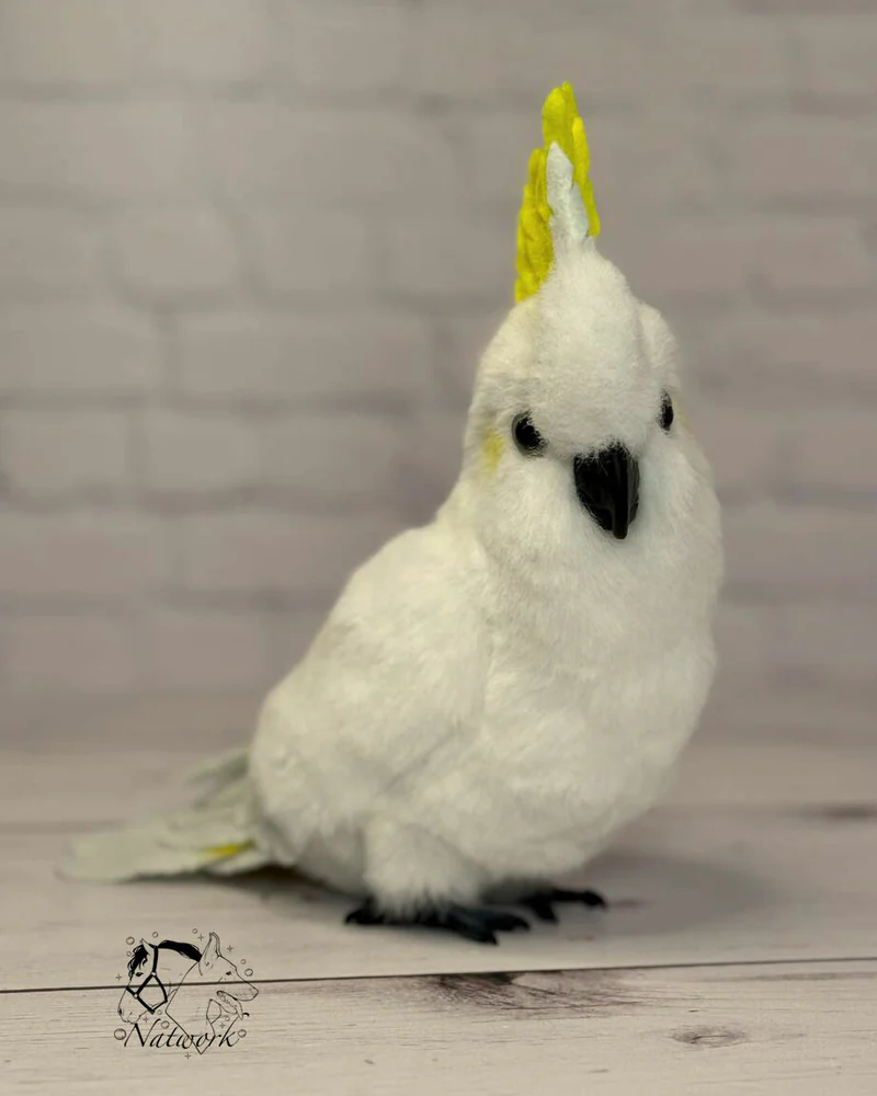 Реалистичная игрушка попугай Желтохохлый какаду