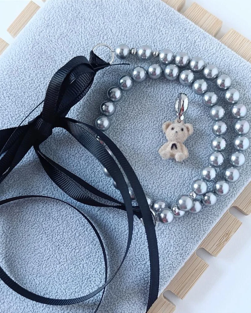 Колье из жемчуга Майорка на лентах