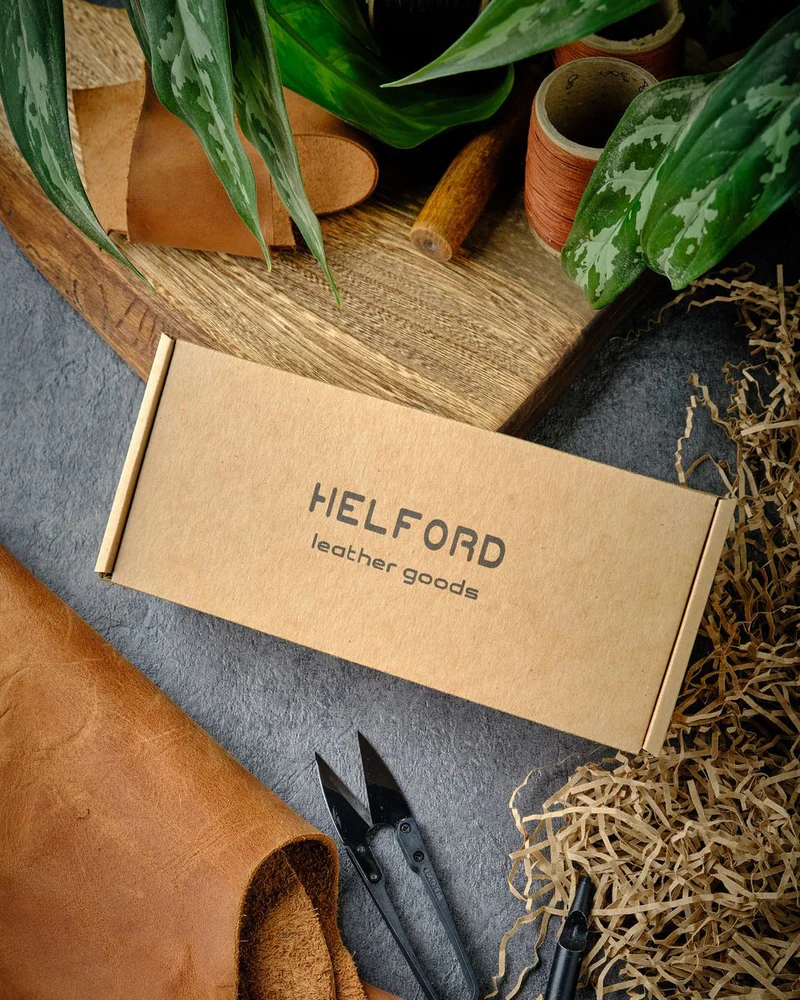 Футляр для очков из натуральной кожи HELFORD Case тёмно-коричневый