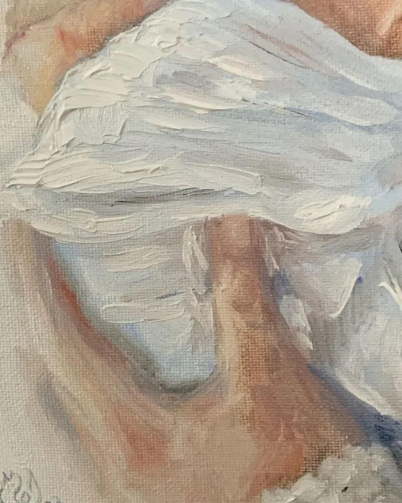 Мама с малышом на руках. Картина маслом 20×30 см — 20×30 см