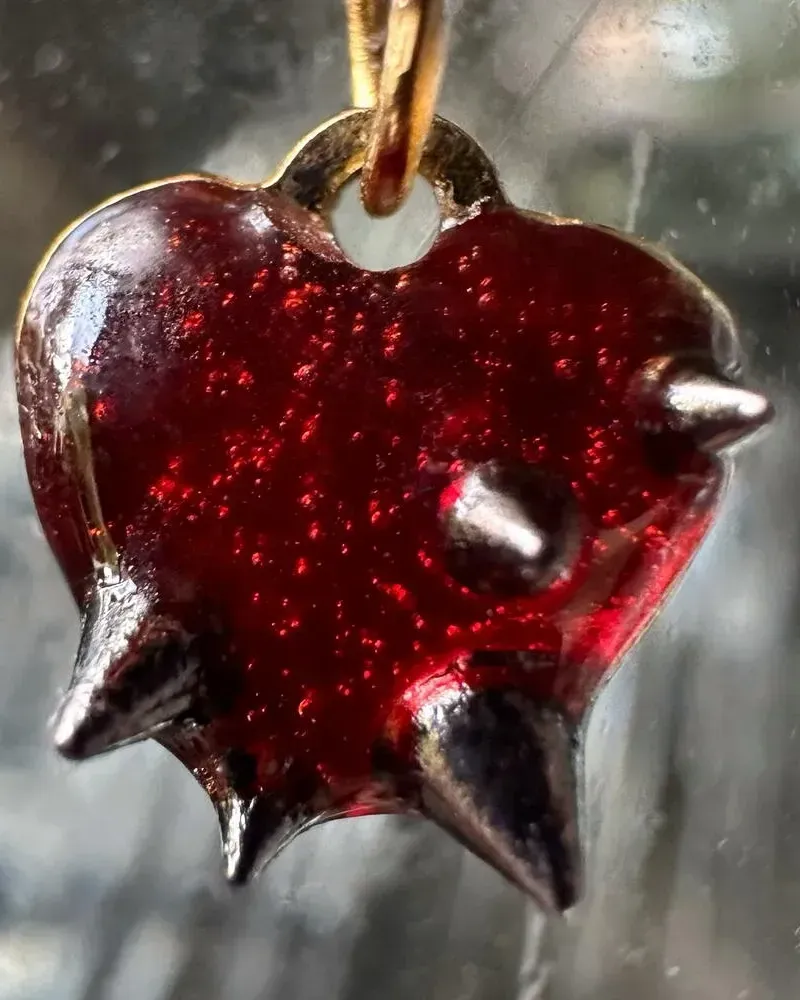 Серьги «Красное сердце» — Красные