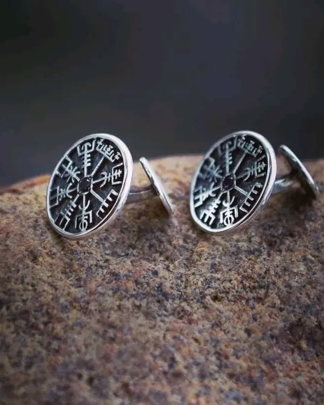 Запонки Vegvisir (рунический компас) — Основной