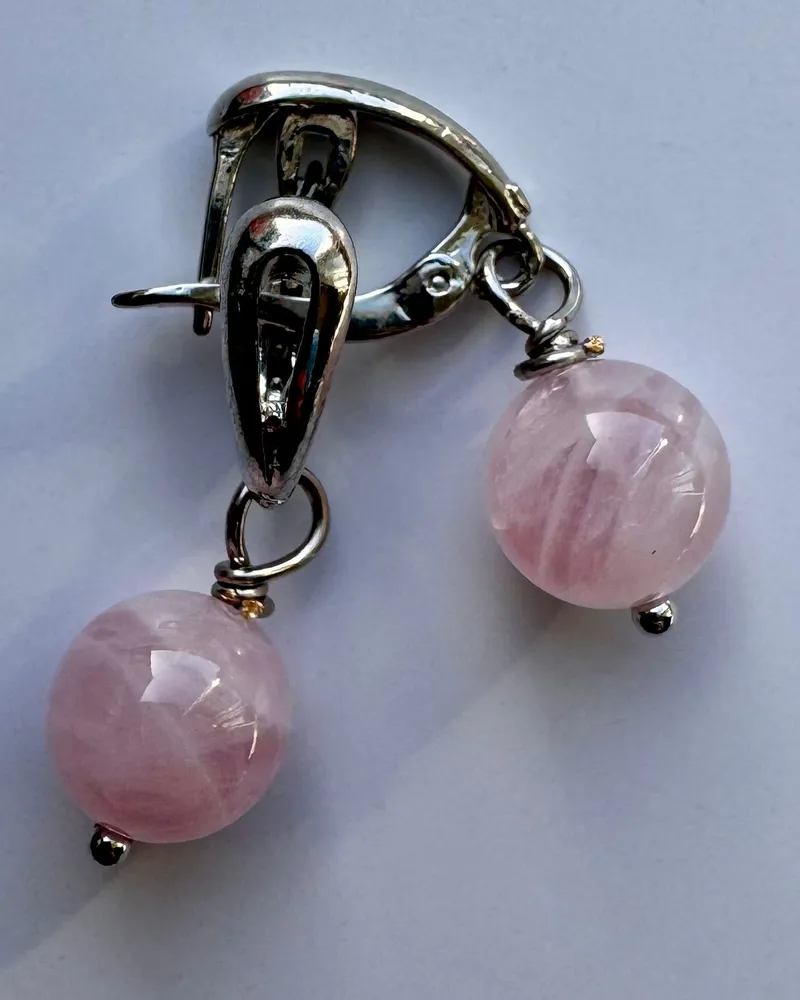 Серьги с розовым кварцем
