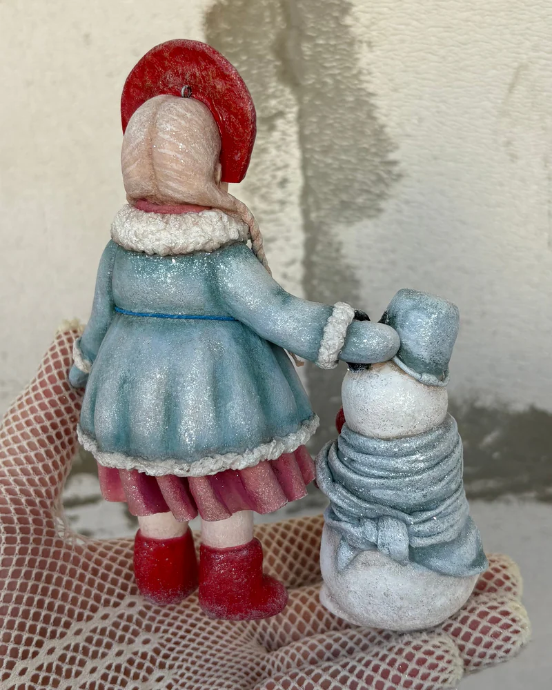 Снегурочка со снеговиком — ёлочная игрушка — Основной