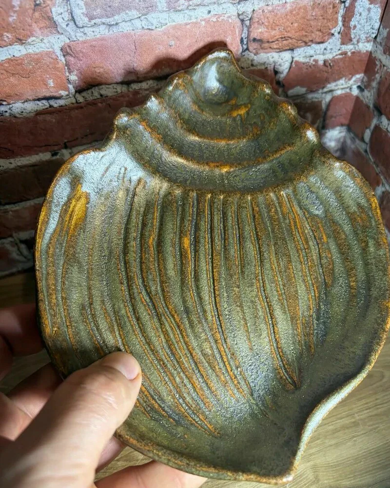 Поднос «Ракушка», карамельная глазурь, 19 × 15 см, ручная работа
