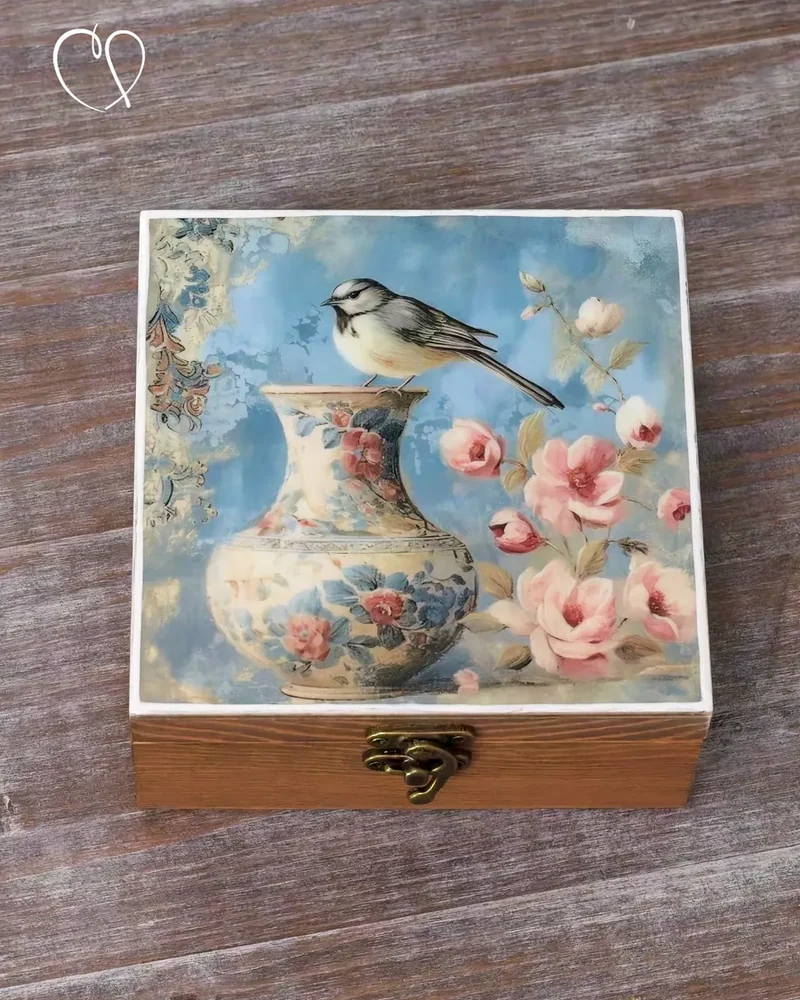 Шкатулка деревянная с рисунком, 14 × 14 × 7 см — Рисунок 17