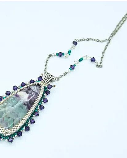 Авторский кулон с флюоритом и Swarovski