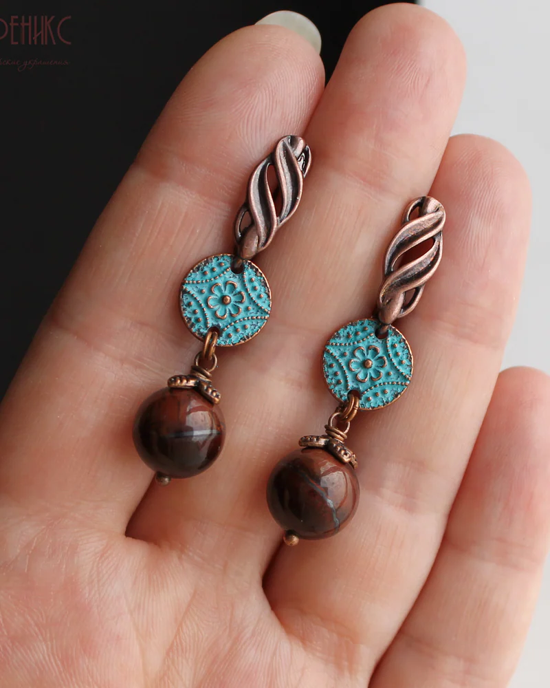 Серьги "Цветочек" с Бычьим Глазом