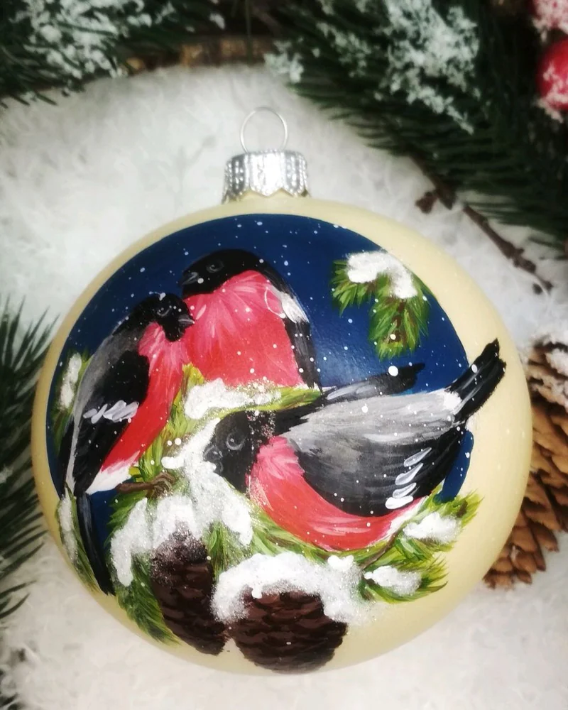 Ёлочный шар/Новогодняя игрушка Снегири