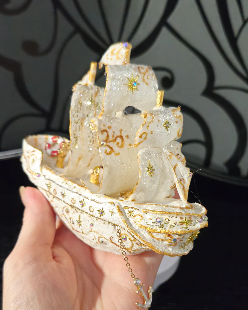Кораблик "Золотая мечта" из ваты — Кораблик из ваты