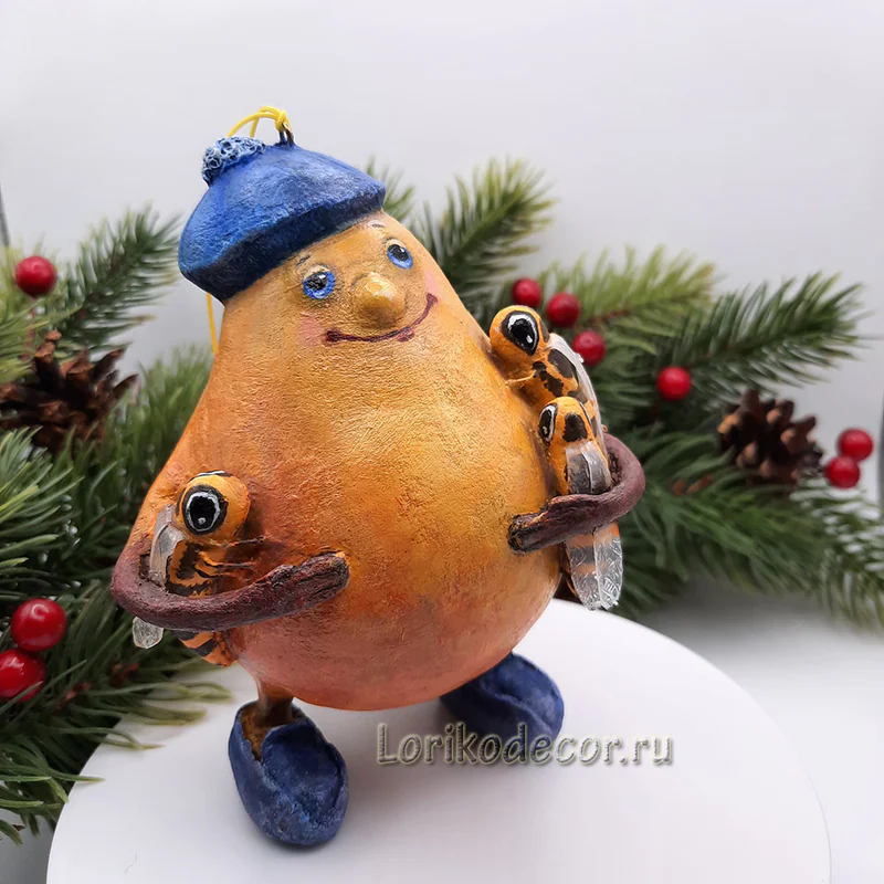 Ёлочная игрушка «ГРУША С ОСАМИ»
