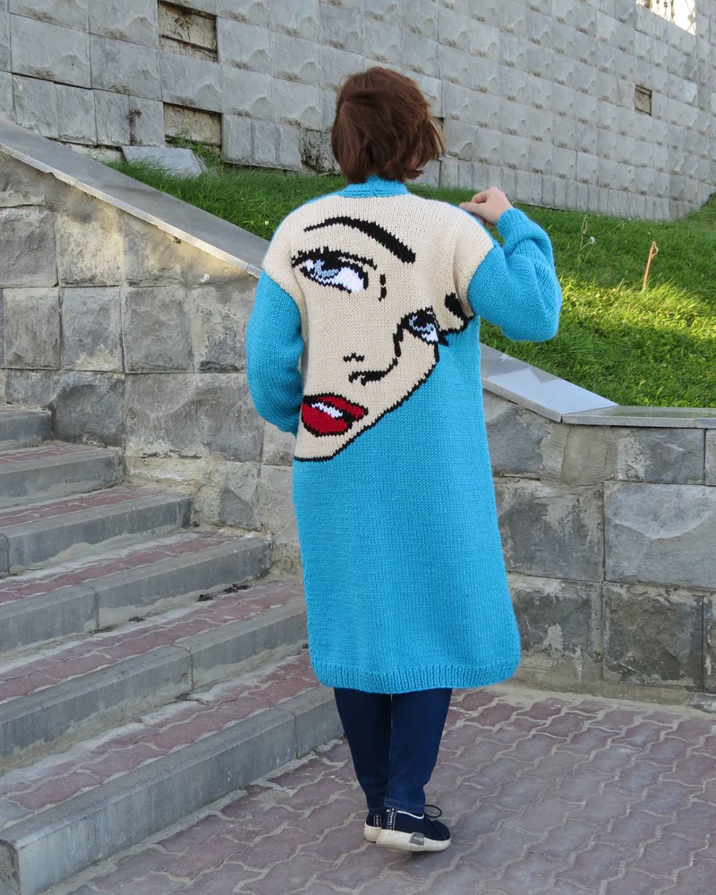 Красный Длинный кардиган женский — Кардиган с вышивкой