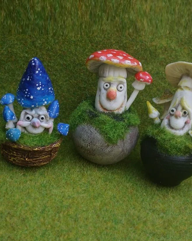 Веселые Поганки, кукольная миниатюра, мухоморы