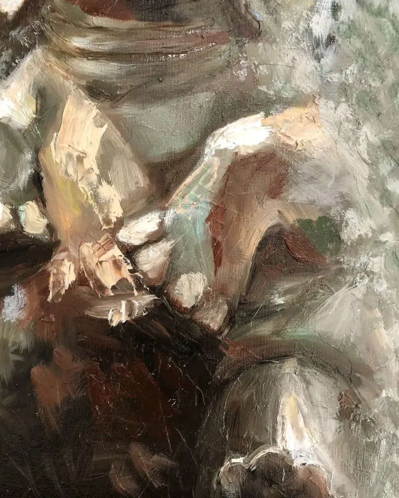 Веселый слоненок. Картина маслом 40×60 см — 40×60 см