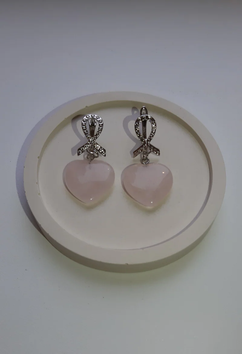 Серьги с розовым кварцем