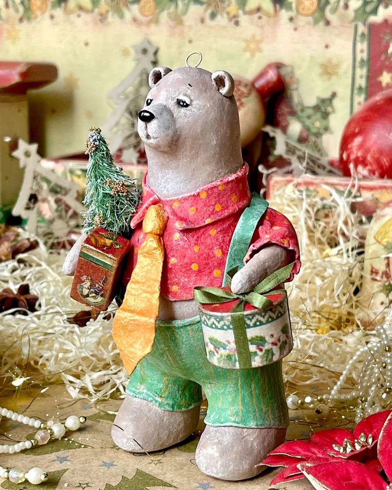 Ватная игрушка Мишки с подарками