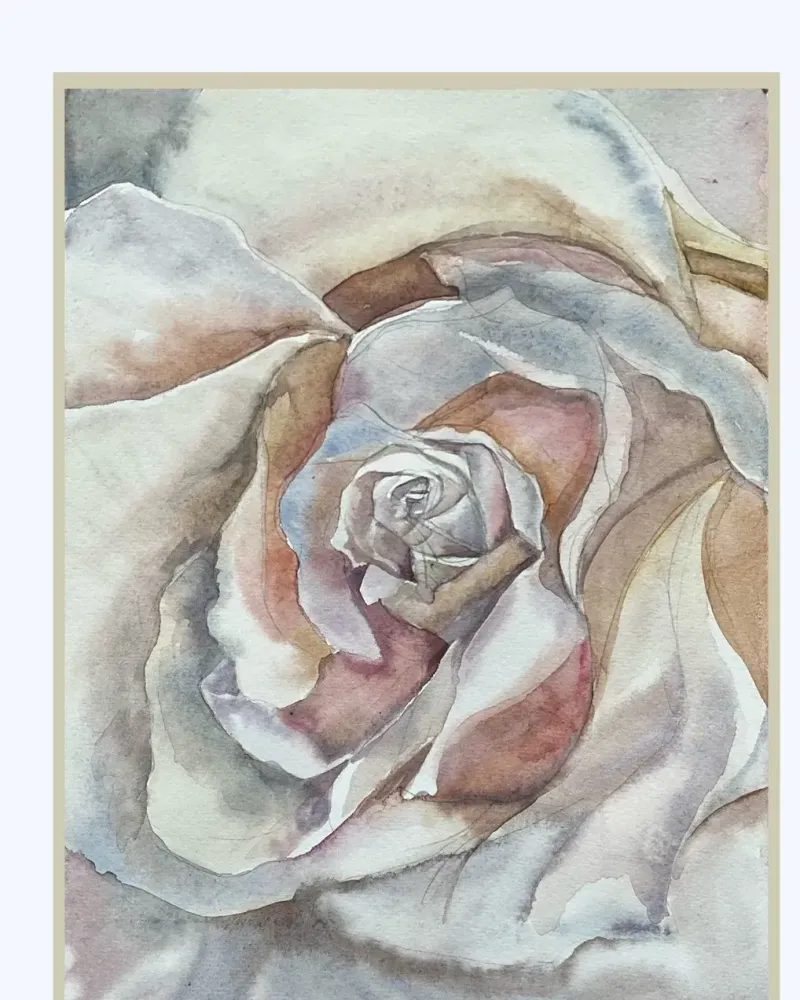 Акварель «Роза», пастельная — Акварель, 21×29,5 см