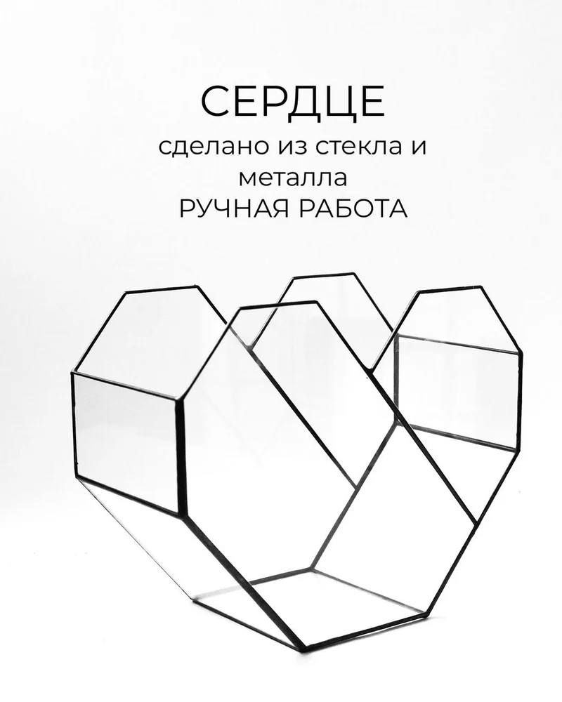 Флорариум Сердце — Стеклянная геометрическая ваза — Основной