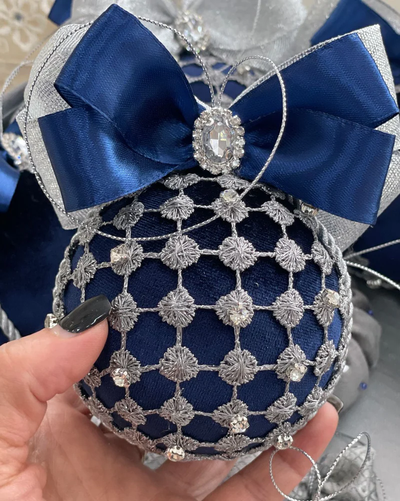 Ёлочные шары Новогодние игрушки Набор ёлочных игрушек Морозные узоры — синий