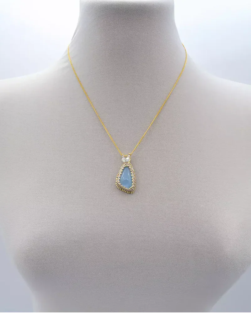 Подвеска ручной работы с аквамарином и Swarovski