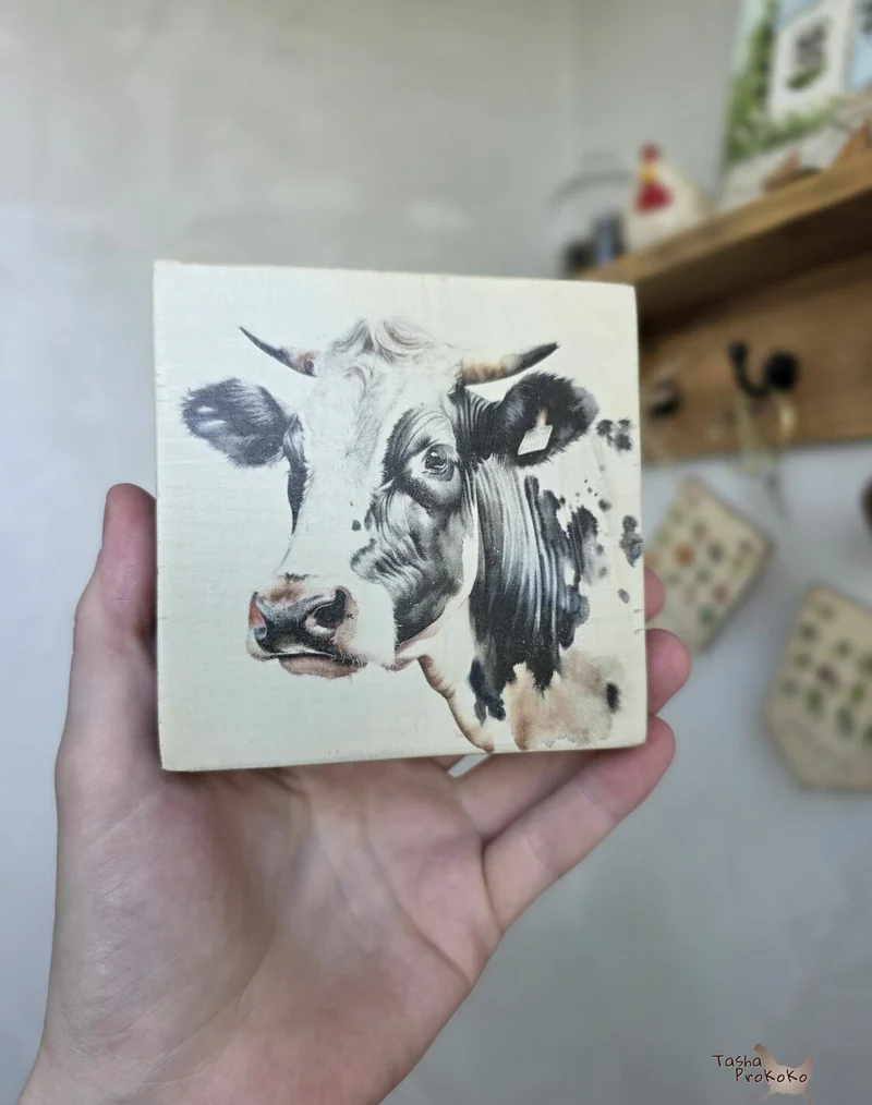 Мини-панно на дереве 10×10 см «Ферма»