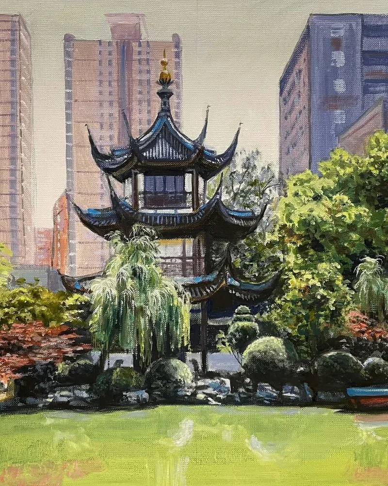 Картина «Новый и старый Шанхай. Храм Конфуция» — 40×50 см