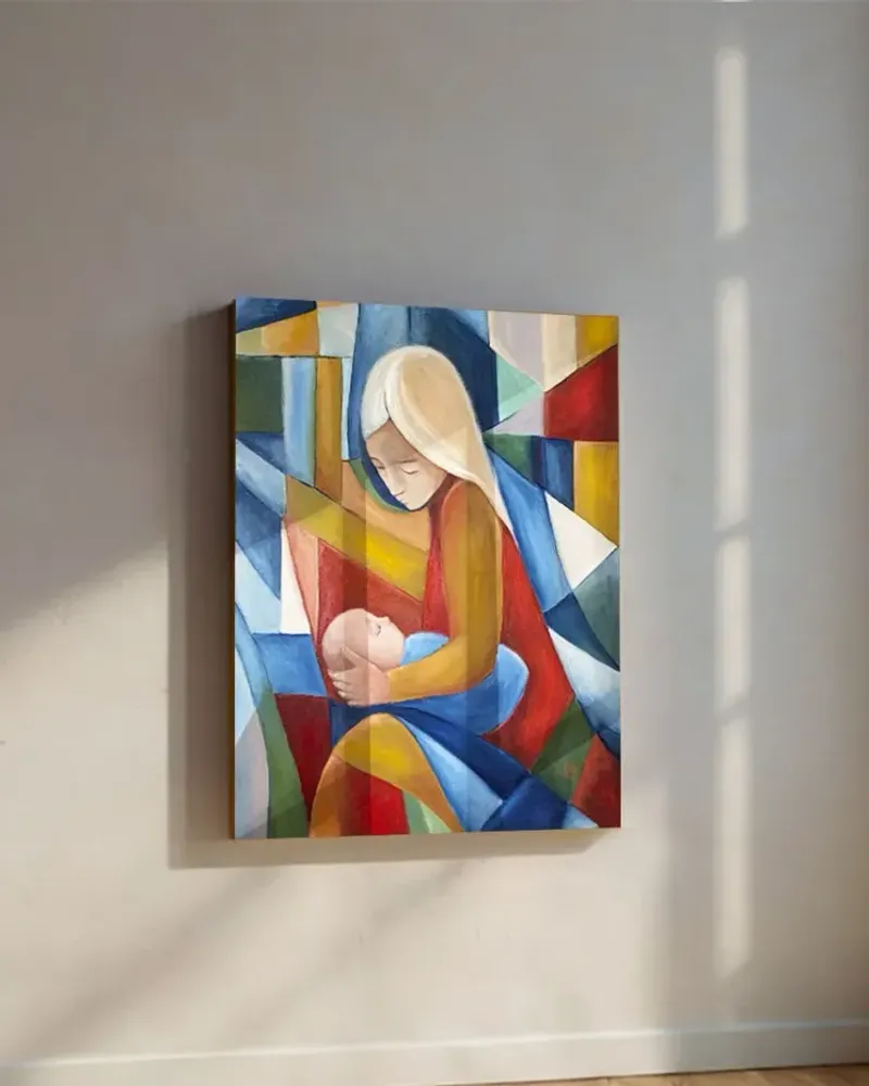 Мама с младенцем. Картина маслом 80×100 см — 80×100 см