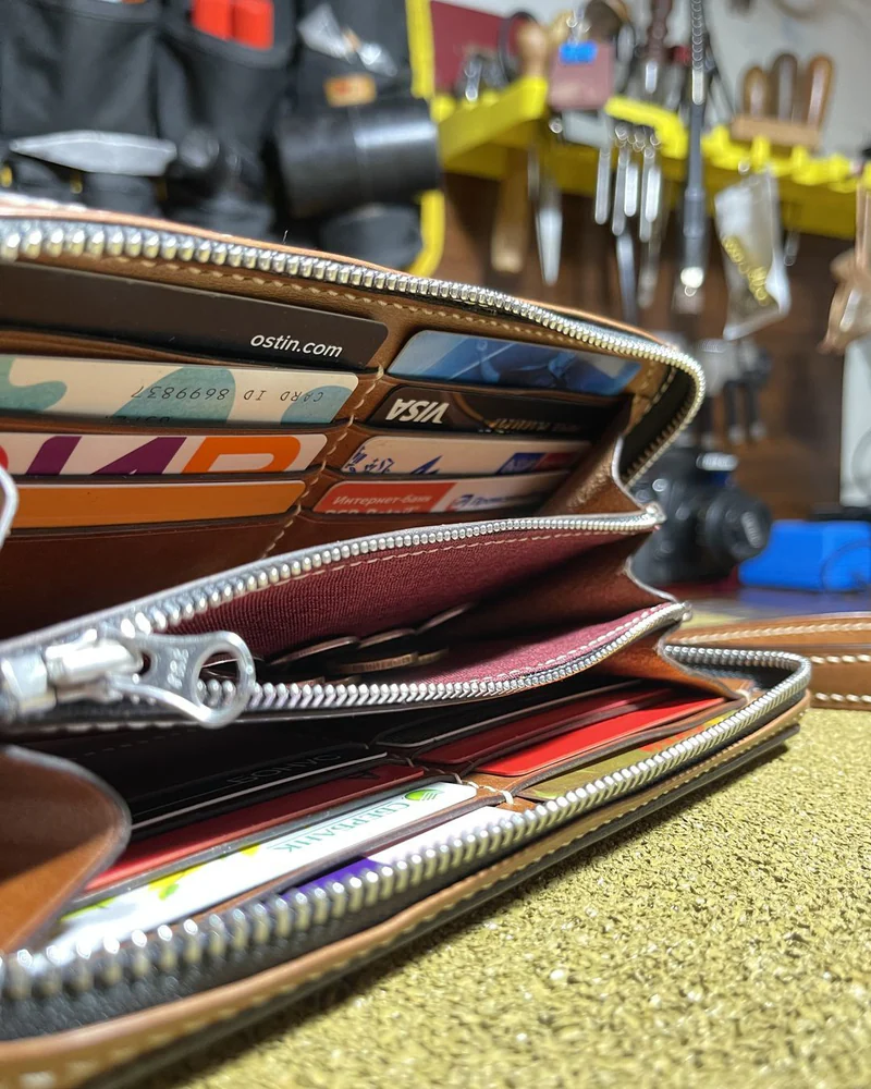 Клатч мужской (зиппер) из кожи ручной работы — Коричневый
