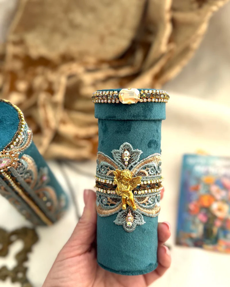 Коробочка шкатулка подарочный тубус для денег Подарить деньги красиво — голубой