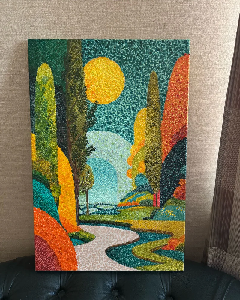 Картина маслом Пейзаж пуантилизм 40×60 — Оригинал