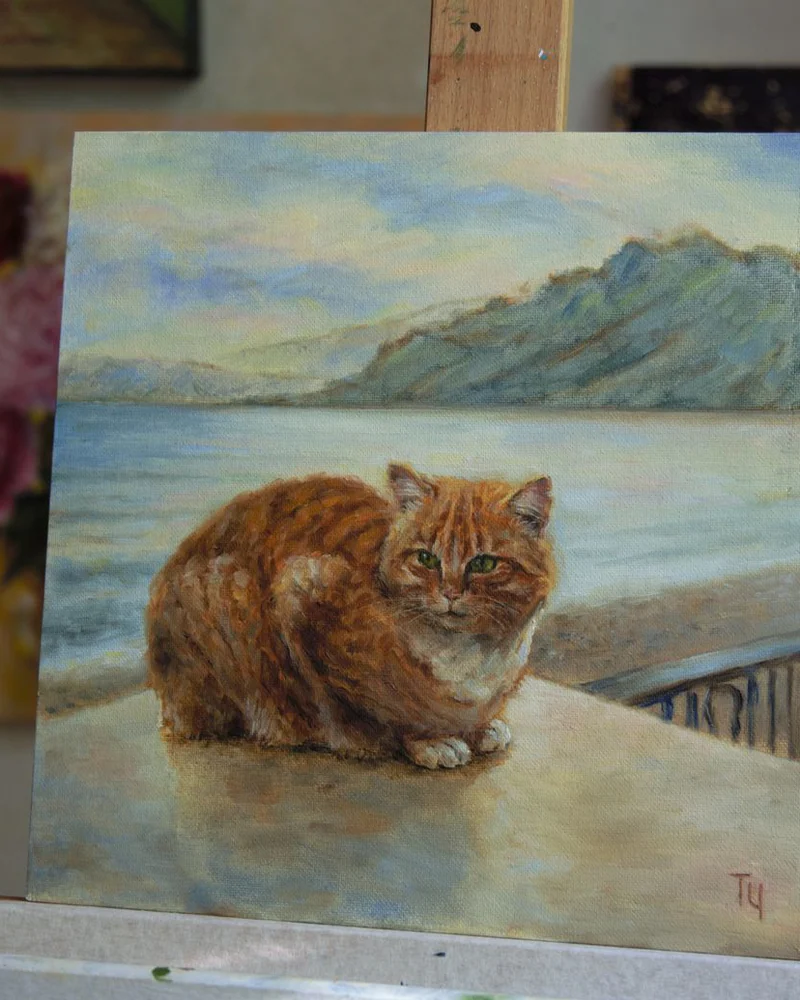 Морской кот. Картина маслом. 30х30 см