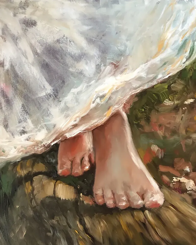 Босиком. Картина маслом 40×40 см — 40×40 см