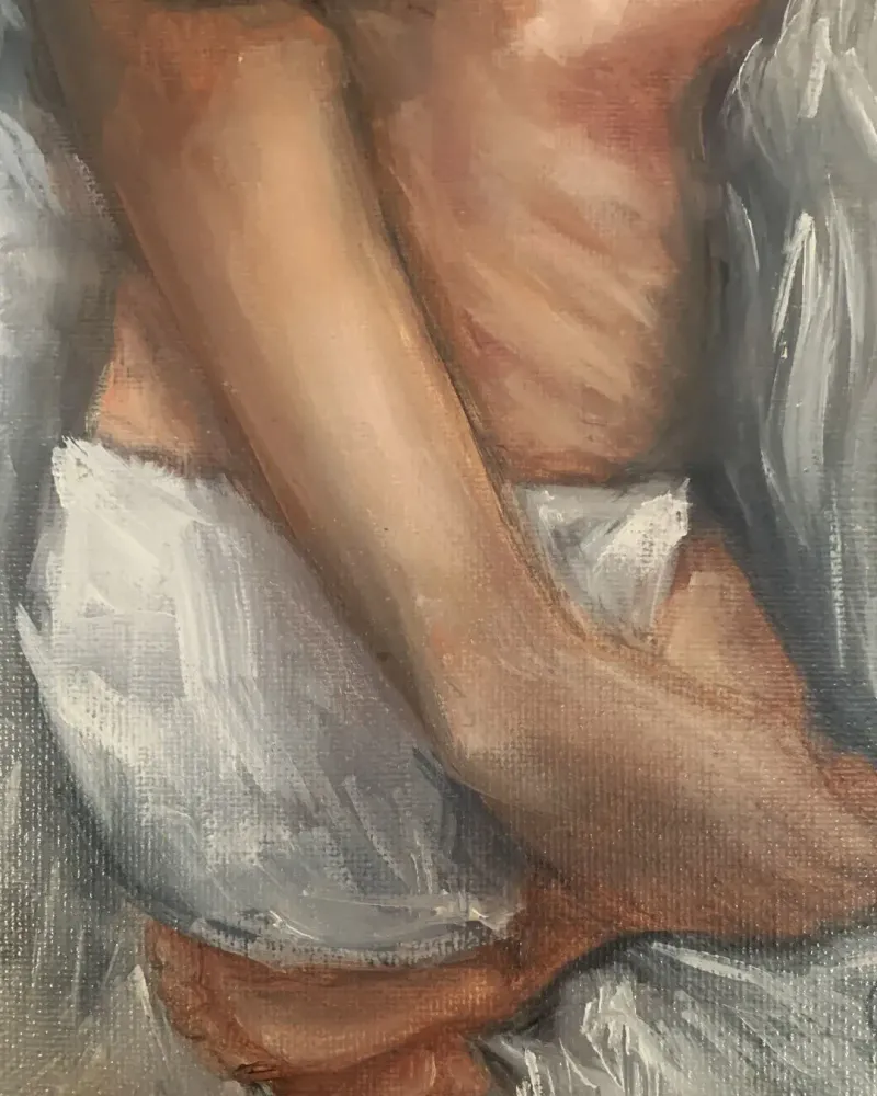 Мама и малыш. Картина маслом 20×30 см — 20×30 см