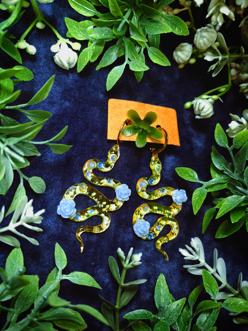 Серьги «Змейки-охранники», жёлтые