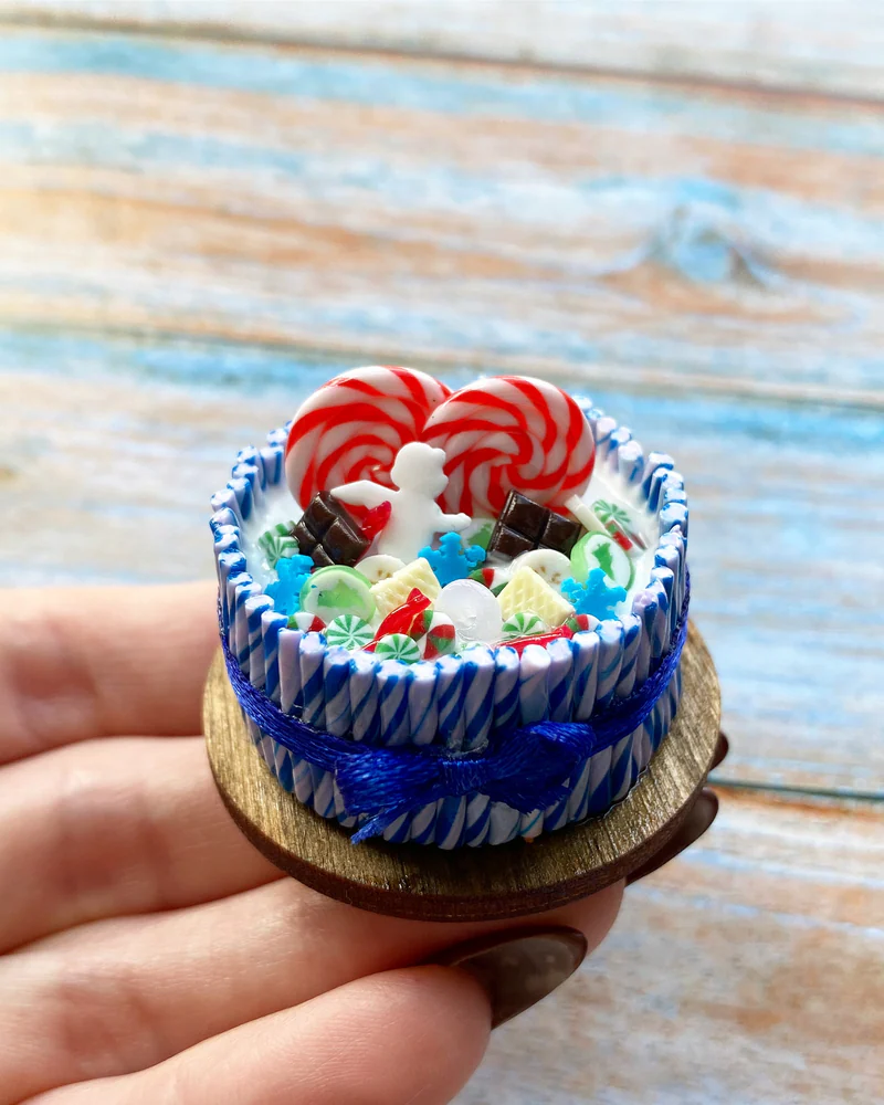 Кукольная Миниатюра Торт «Синий 💙»