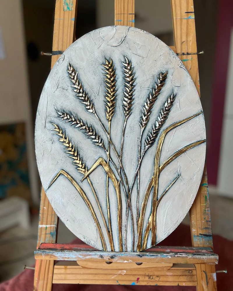 Картина «Золотые колосья» овал, 40×30 см