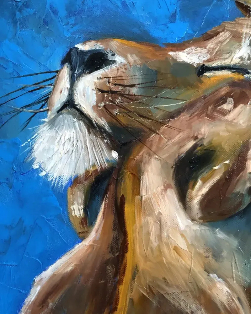 Львы. Картина маслом 40×40 см — 40×40 см