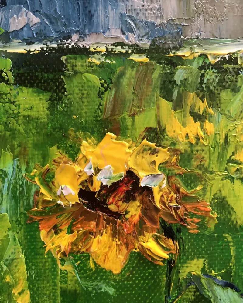 Подсолнухи. Картина маслом 20×20 см — 20×20 см