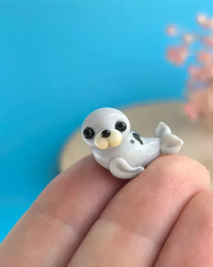 Стеклянная фигурка «Тюлень» — Белый