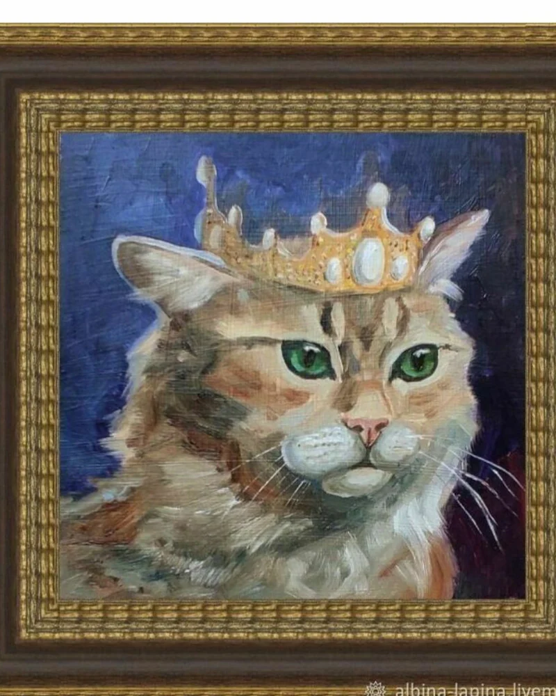 Картина с котом масло 20 на 20 см