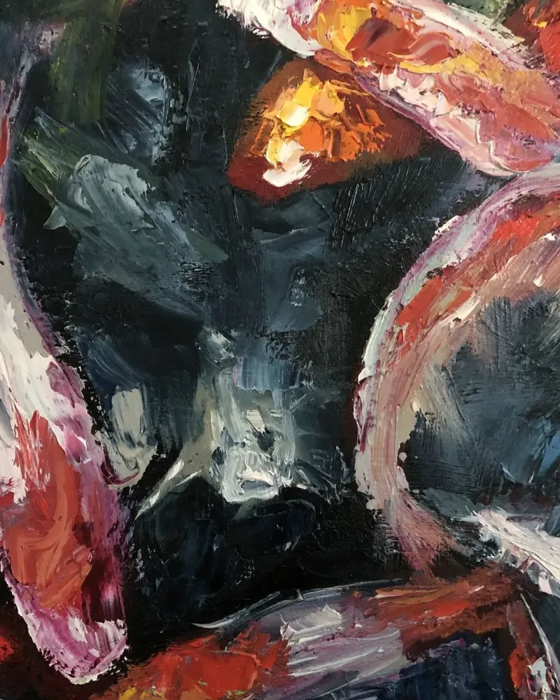 Карпы кои. Картина маслом 60×60 см — 60×60 см