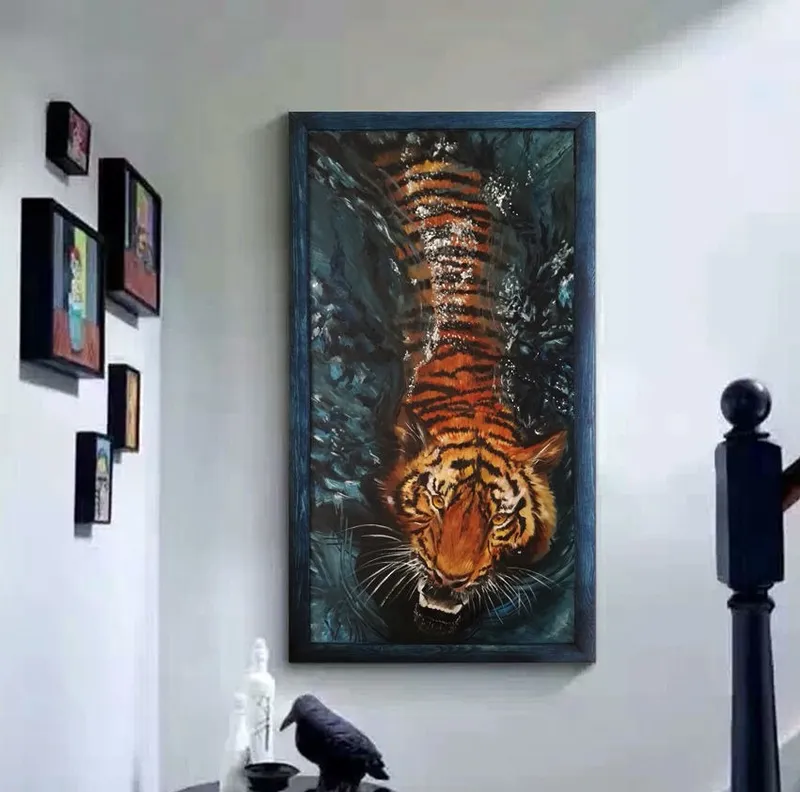 Тигр. Картина маслом 50×100 см