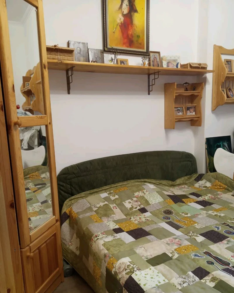 Лоскутное покрывало с котиками, олива и хаки — Основной