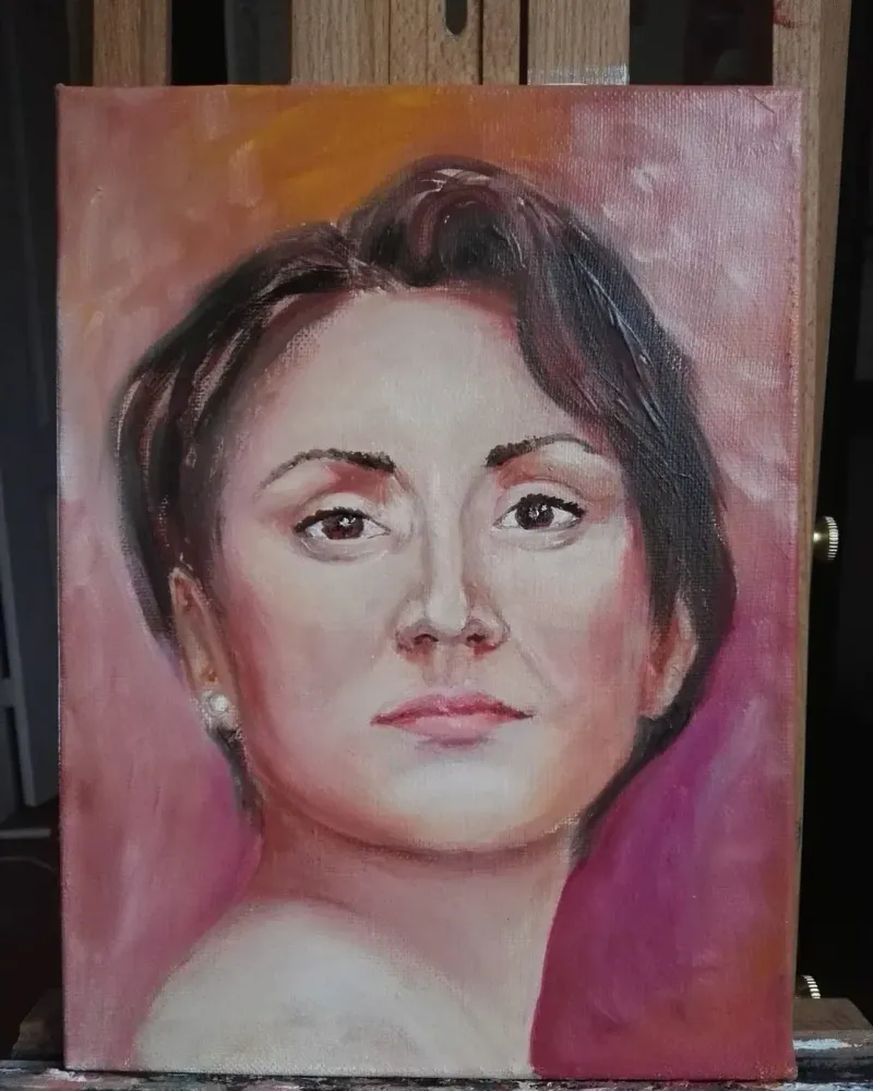 Портрет по фотографии. Картина маслом 30×30 см — 30×30 см