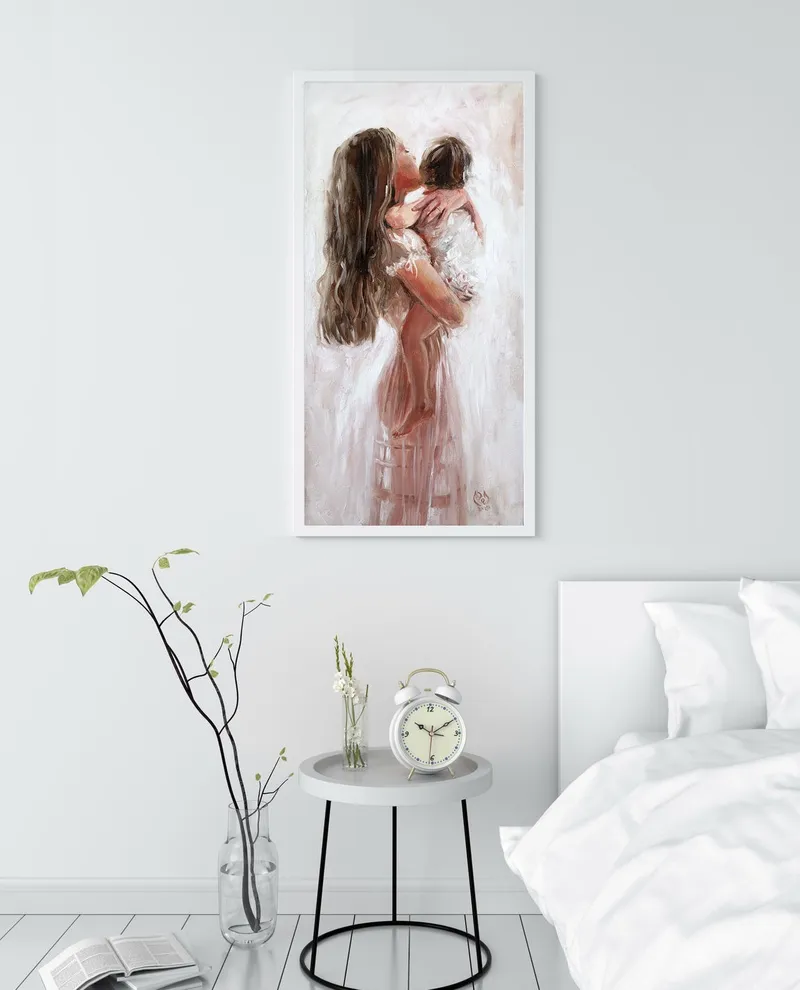 Мама с ребенком. Картина маслом 30×60 см — 30×60 см