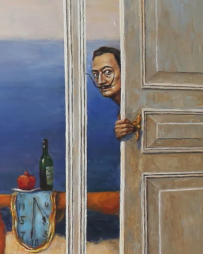 Рене и Сальвадор выпивают на пикнике. Холст, масло. 2019