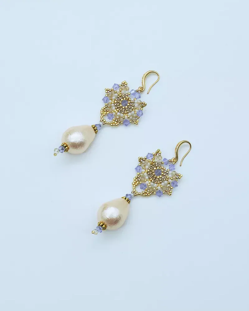 Серьги с хлопковым жемчугом и Swarovski