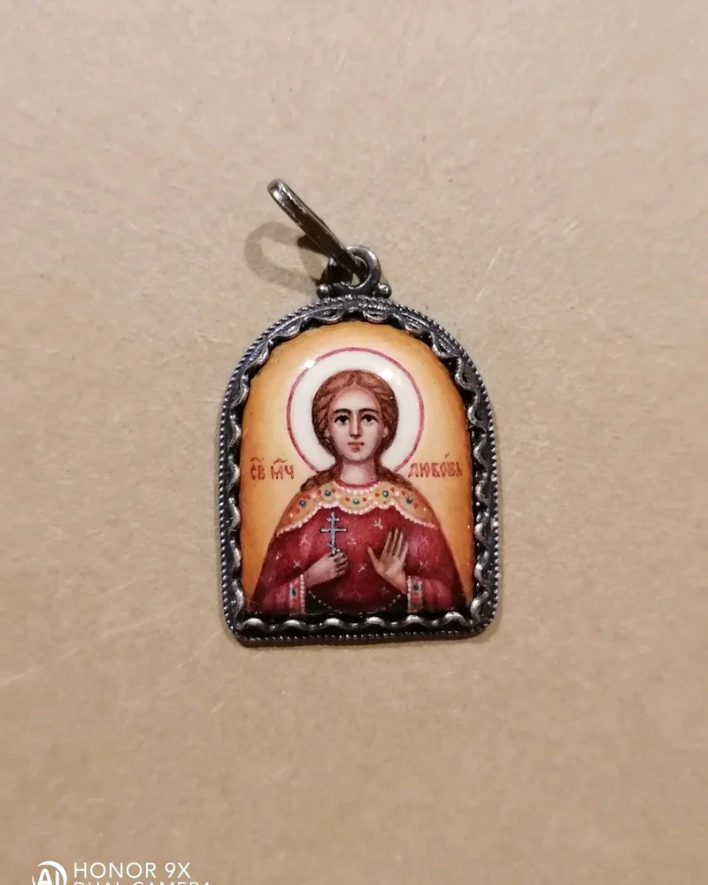 Кулон, ладанка(финифть)св. мч. Любовь