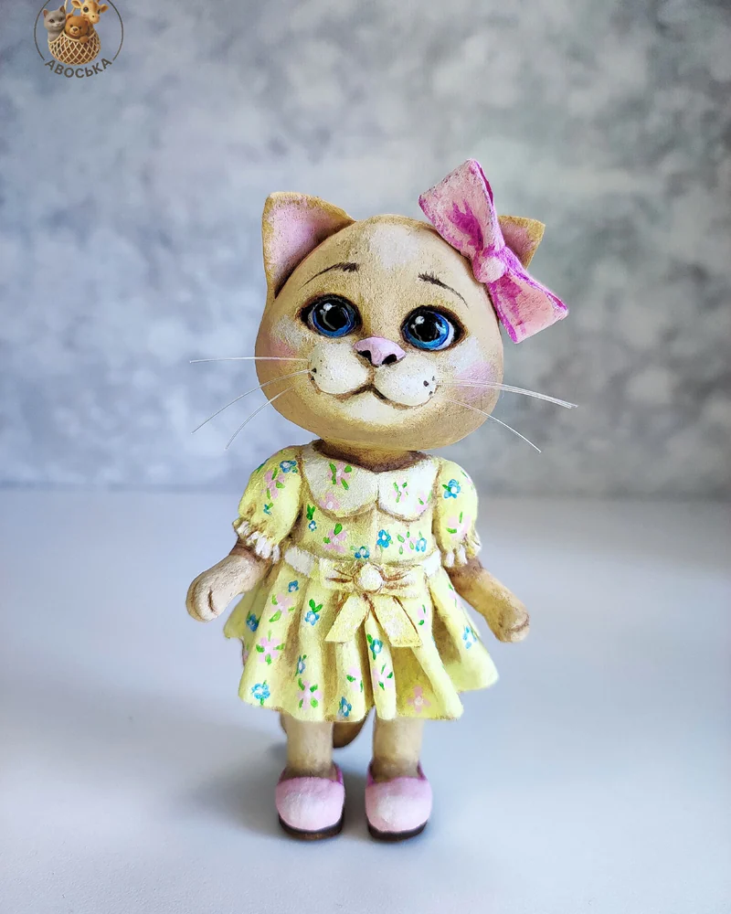 Ватная игрушка «Кошечка в платье»